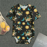 Cute Cartoon Taurus Pattern Print Men's Bodysuit