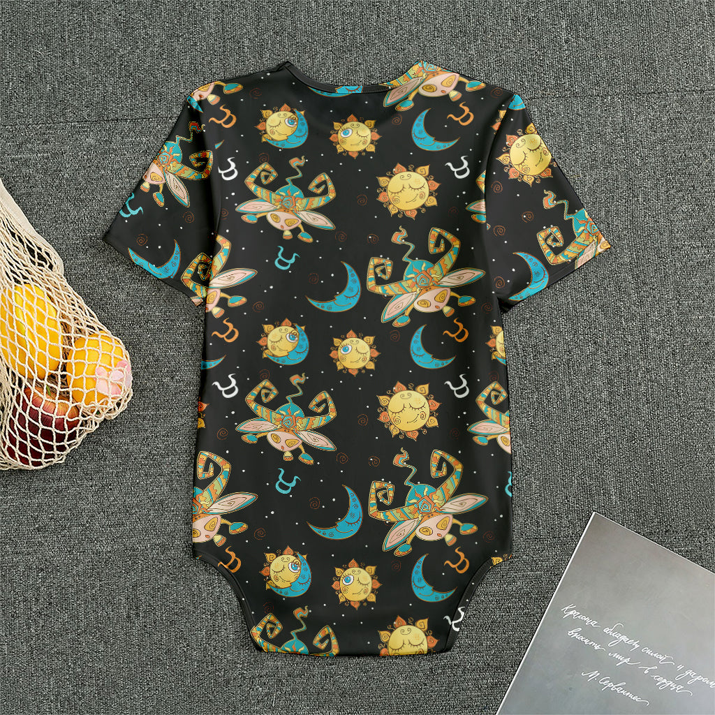 Cute Cartoon Taurus Pattern Print Men's Bodysuit