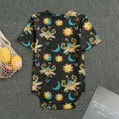 Cute Cartoon Taurus Pattern Print Men's Bodysuit