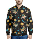 Cute Cartoon Taurus Pattern Print Men's Bomber Jacket