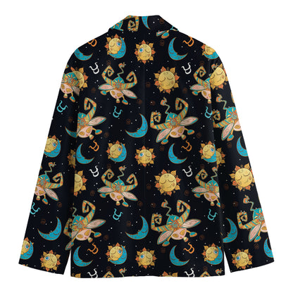 Cute Cartoon Taurus Pattern Print Men's Cotton Blazer