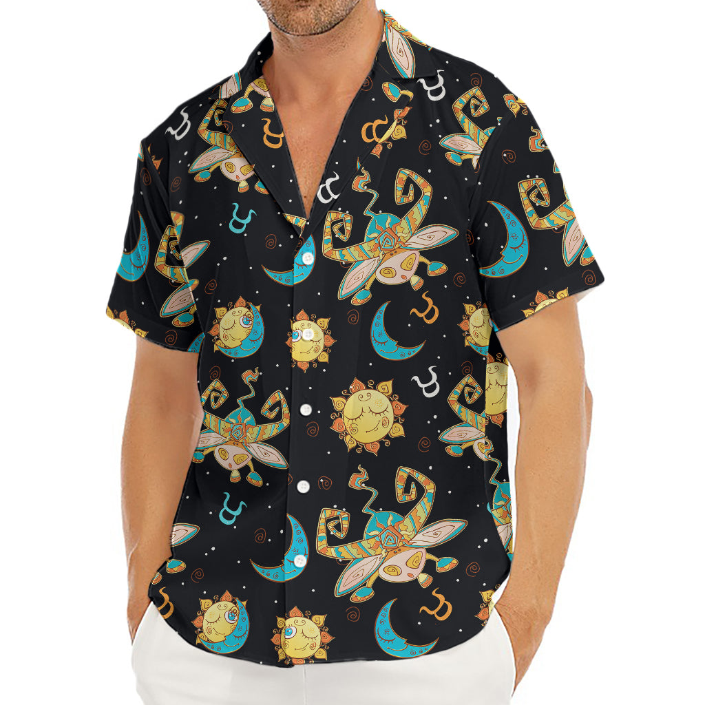 Cute Cartoon Taurus Pattern Print Men's Deep V-Neck Shirt