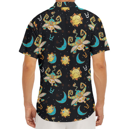 Cute Cartoon Taurus Pattern Print Men's Deep V-Neck Shirt