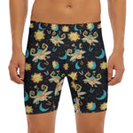 Cute Cartoon Taurus Pattern Print Men's Long Boxer Briefs