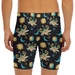 Cute Cartoon Taurus Pattern Print Men's Long Boxer Briefs