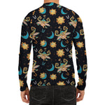 Cute Cartoon Taurus Pattern Print Men's Long Sleeve Rash Guard