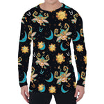 Cute Cartoon Taurus Pattern Print Men's Long Sleeve T-Shirt