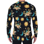 Cute Cartoon Taurus Pattern Print Men's Long Sleeve T-Shirt