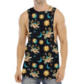 Cute Cartoon Taurus Pattern Print Men's Muscle Tank Top