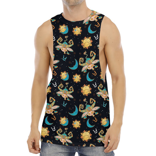 Cute Cartoon Taurus Pattern Print Men's Muscle Tank Top