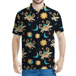 Cute Cartoon Taurus Pattern Print Men's Polo Shirt