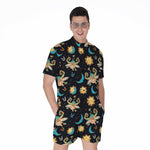 Cute Cartoon Taurus Pattern Print Men's Rompers