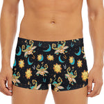Cute Cartoon Taurus Pattern Print Men's Short Boxer Briefs