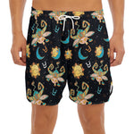 Cute Cartoon Taurus Pattern Print Men's Split Running Shorts