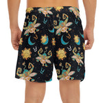 Cute Cartoon Taurus Pattern Print Men's Split Running Shorts
