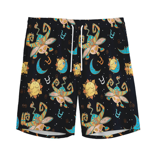 Cute Cartoon Taurus Pattern Print Men's Sports Shorts