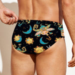 Cute Cartoon Taurus Pattern Print Men's Swim Briefs