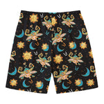 Cute Cartoon Taurus Pattern Print Men's Swim Trunks