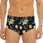 Cute Cartoon Taurus Pattern Print Men's Triangle Swim Briefs