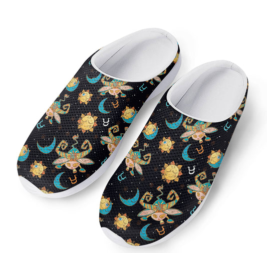 Cute Cartoon Taurus Pattern Print Mesh Casual Shoes