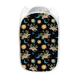 Cute Cartoon Taurus Pattern Print Mesh Laundry Hamper