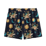 Cute Cartoon Taurus Pattern Print Mesh Shorts