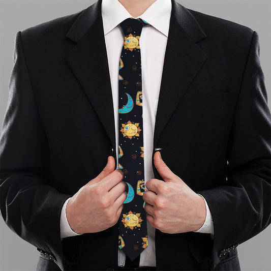 Cute Cartoon Taurus Pattern Print Necktie