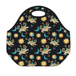 Cute Cartoon Taurus Pattern Print Neoprene Lunch Bag