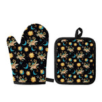 Cute Cartoon Taurus Pattern Print Oven Mitt And Pot Holder Set
