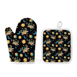 Cute Cartoon Taurus Pattern Print Oven Mitt And Pot Holder Set