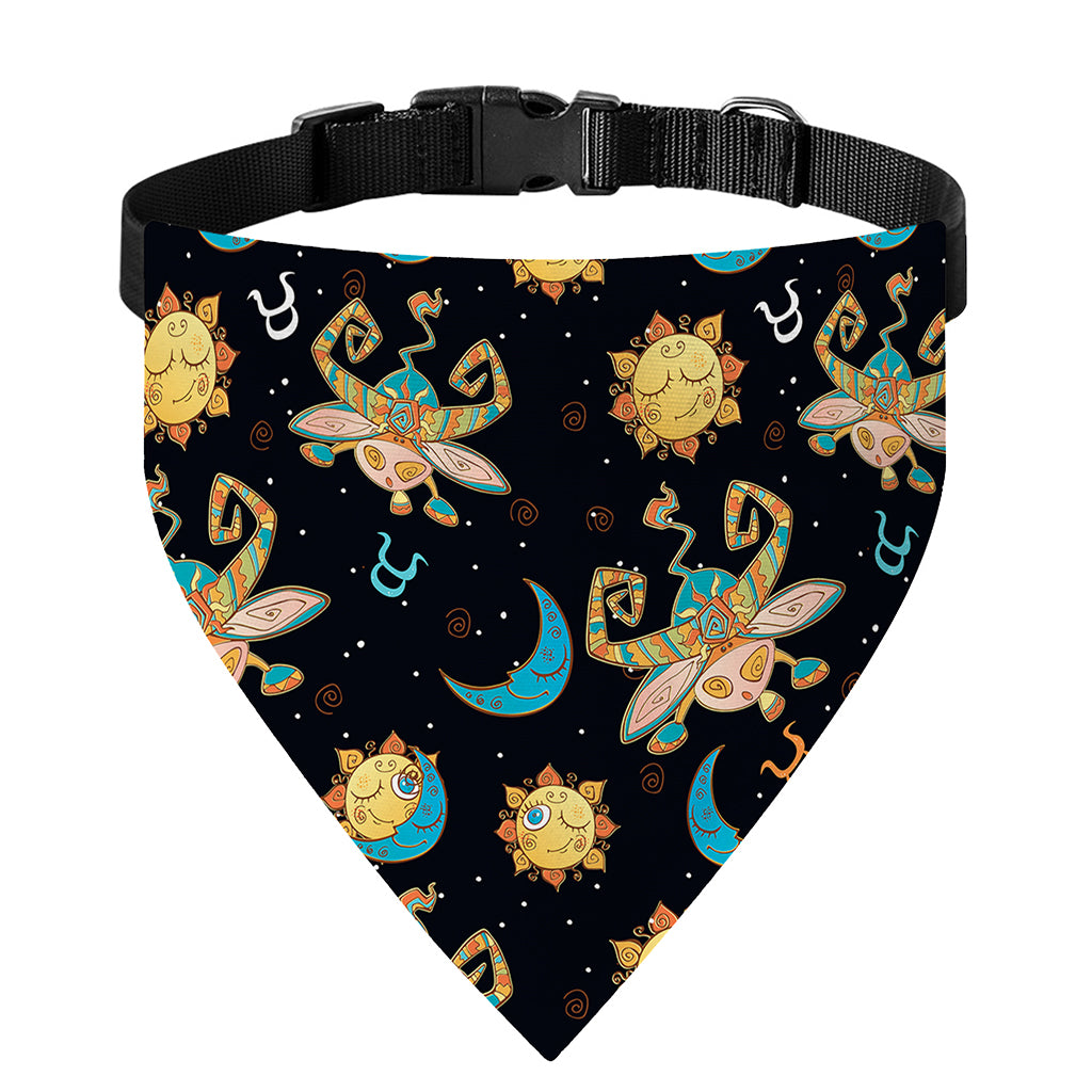 Cute Cartoon Taurus Pattern Print Over The Collar Dog Bandana