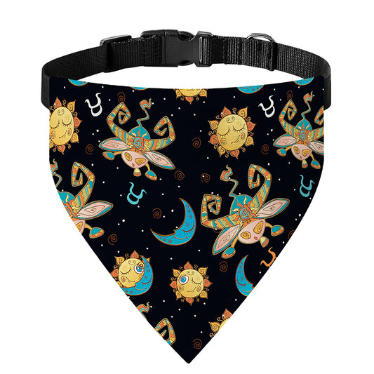 Cute Cartoon Taurus Pattern Print Over The Collar Dog Bandana