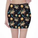 Cute Cartoon Taurus Pattern Print Pencil Mini Skirt
