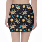 Cute Cartoon Taurus Pattern Print Pencil Mini Skirt