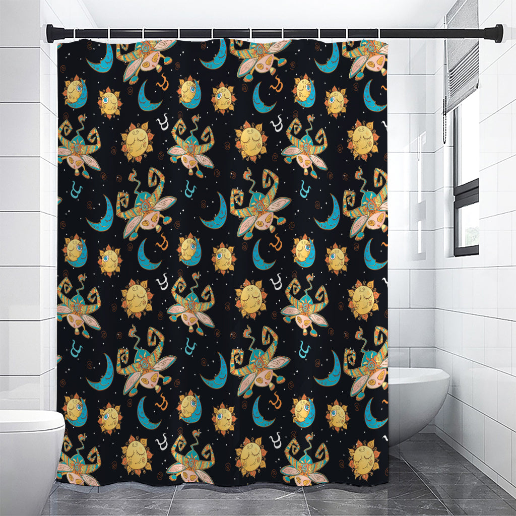 Cute Cartoon Taurus Pattern Print Premium Shower Curtain