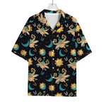 Cute Cartoon Taurus Pattern Print Rayon Hawaiian Shirt