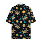 Cute Cartoon Taurus Pattern Print Rayon Hawaiian Shirt