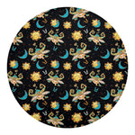 Cute Cartoon Taurus Pattern Print Round Blanket