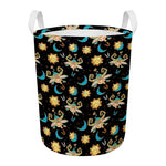 Cute Cartoon Taurus Pattern Print Round Laundry Basket