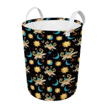 Cute Cartoon Taurus Pattern Print Round Laundry Basket