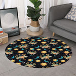 Cute Cartoon Taurus Pattern Print Round Rug