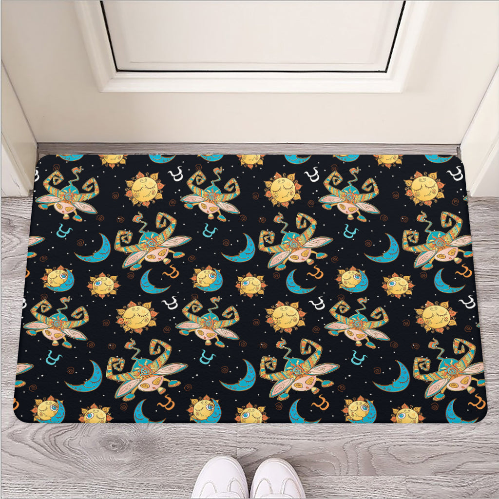 Cute Cartoon Taurus Pattern Print Rubber Doormat