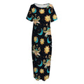 Cute Cartoon Taurus Pattern Print Short Sleeve Long Nightdress