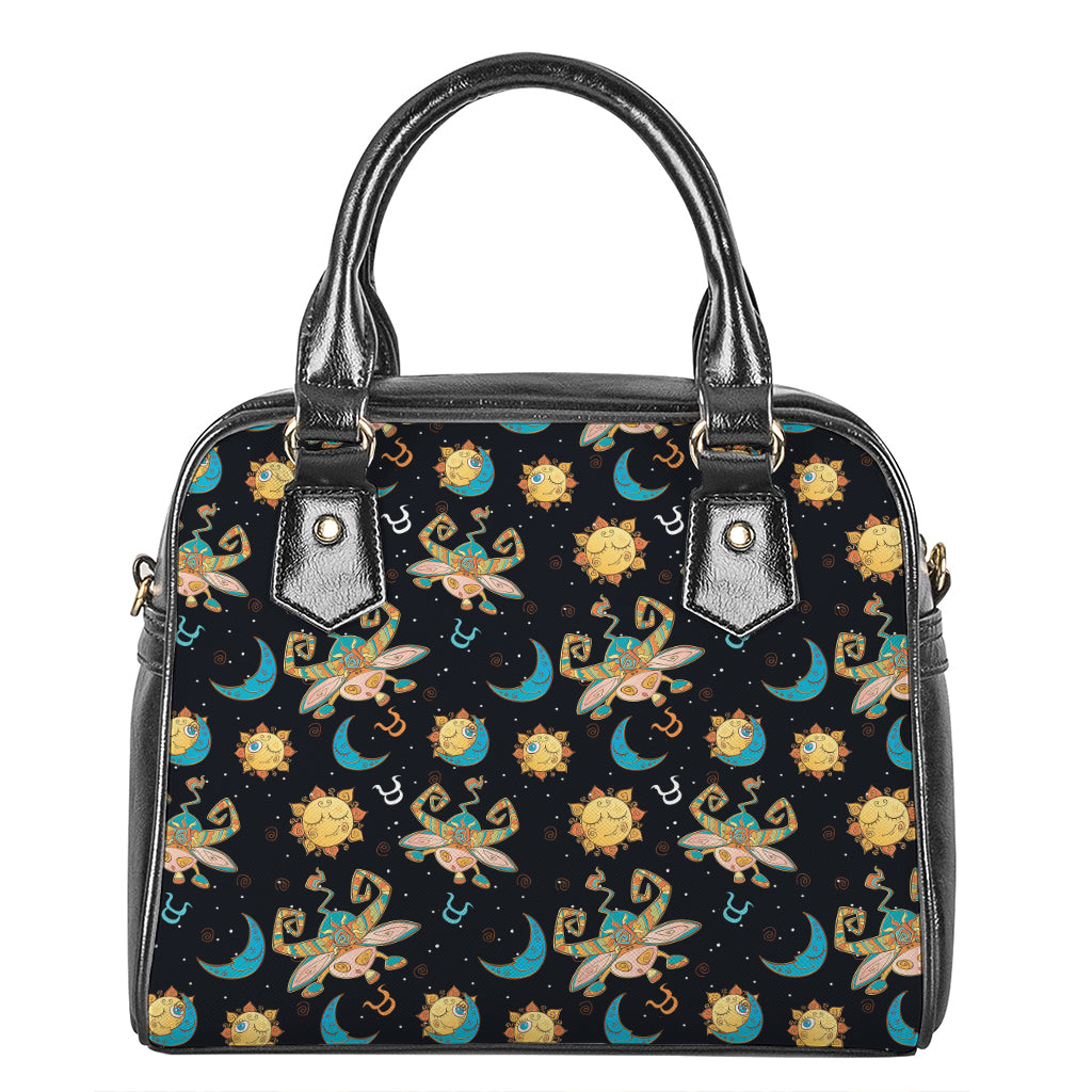 Cute Cartoon Taurus Pattern Print Shoulder Handbag