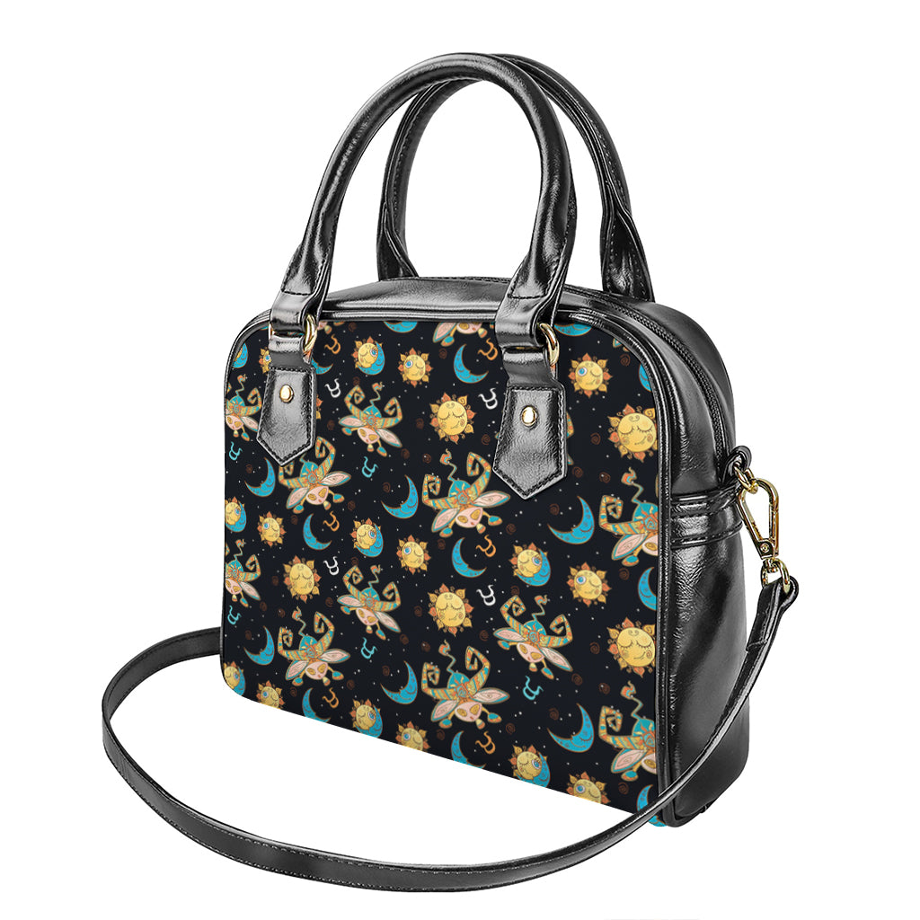 Cute Cartoon Taurus Pattern Print Shoulder Handbag