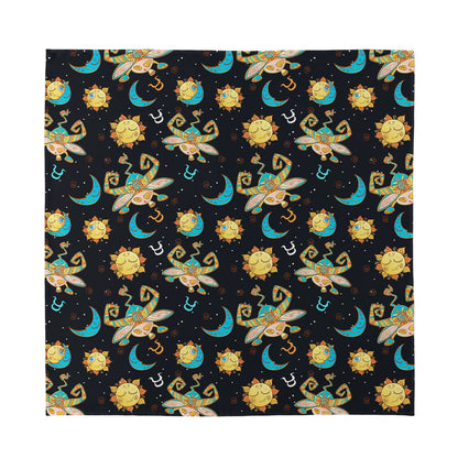 Cute Cartoon Taurus Pattern Print Silk Bandana