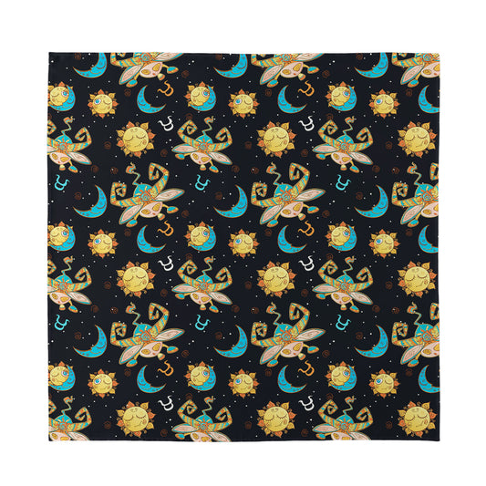 Cute Cartoon Taurus Pattern Print Silk Bandana