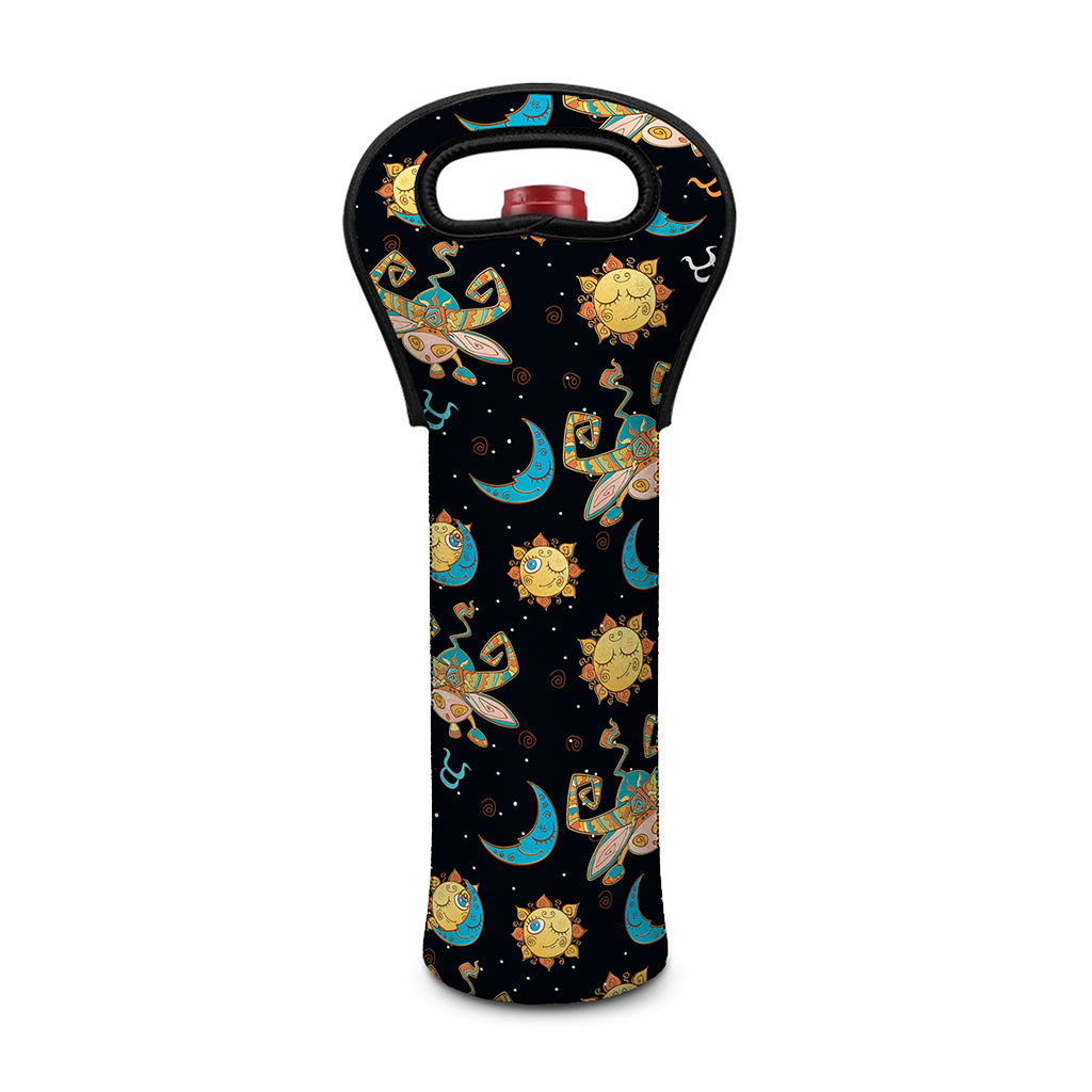 Cute Cartoon Taurus Pattern Print Single Neoprene Wine Tote