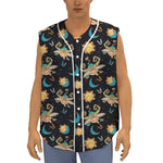 Cute Cartoon Taurus Pattern Print Sleeveless Baseball Jersey