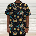 Cute Cartoon Taurus Pattern Print Textured Short Sleeve Shirt